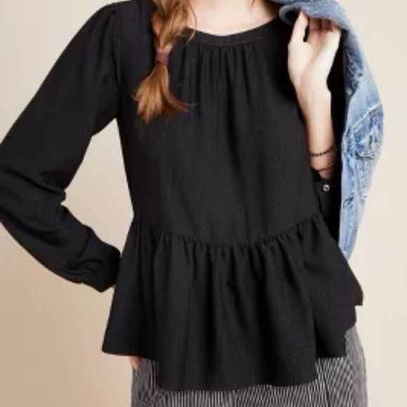 Anthropologie Tops - ❤️ Anthropologie x Maeve ‘Iris’ Black Peplum Top